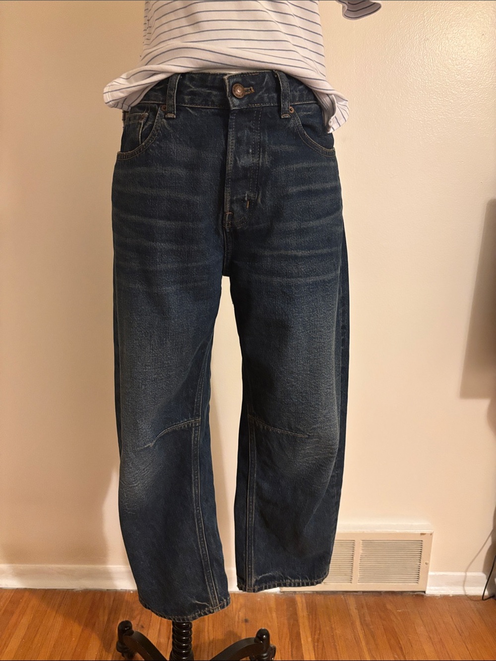 Madewell Dark Blue Darted Barrel-Leg Jeans